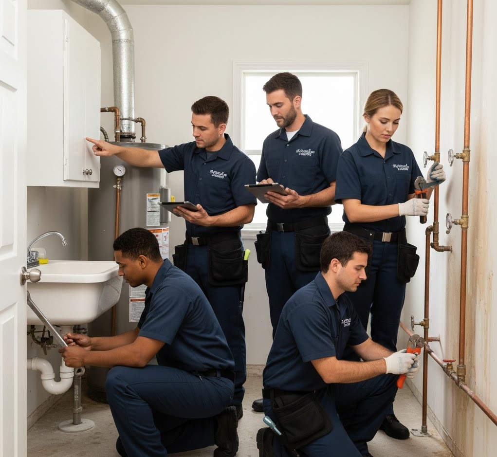 Professional plumber working on pipes in Seattle